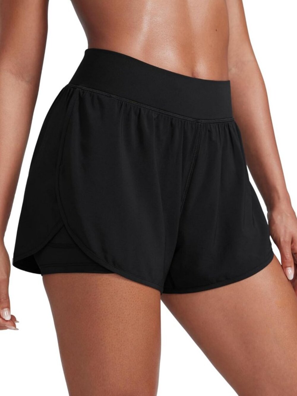 2-in-1 Split Running Shorts for Women - 3" Athletic Workout Shorts, Quick-Dry